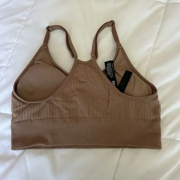 PINK Active Victoria Secret VS Brown Seamless Sports Bra Womens Small S Yoga - Picture 3 of 7